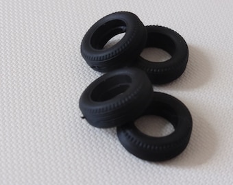 Set of 4 tires, threaded - Model car accessories - Scale model tires - 1:43 mm 5.50x15.40x9.30 #4373