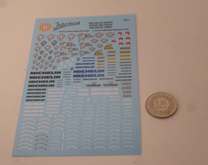 Waterslide decals sheet with Michelin scripts for modelcars Interdecal PN1