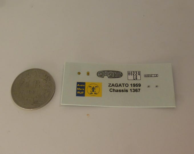 1:43 waterslide decals Ferrari 250 GT Zagato 1367GT AMR
