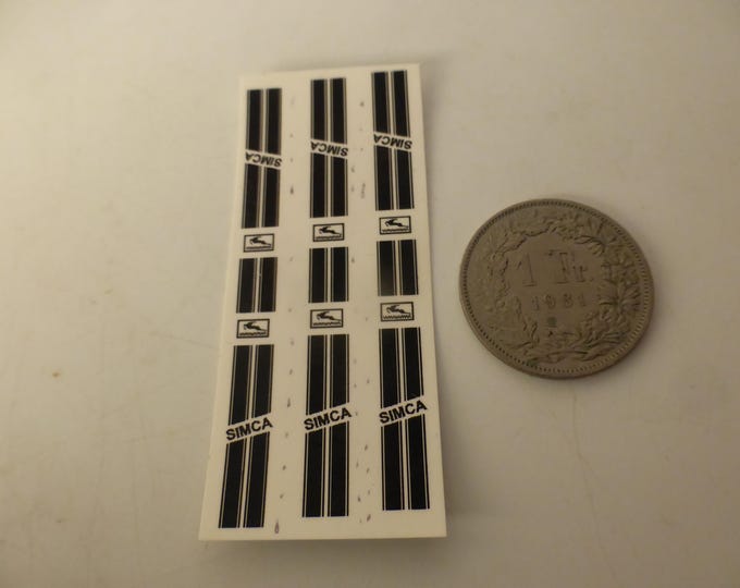 1:43 decals sheet black rear stripes for Simca 1000 Rallye models
