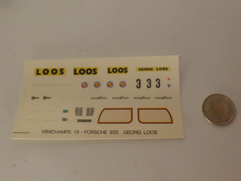 Poirsche Turbo Lettering 1:43 Waterslide Decals for Porsche 935 Turbo Georg Loos DRM 1977 #3 AMR ...