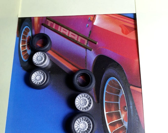 white metal multispokes wheels (and rubber tires) for Renault 5 Turbo and other cars of the 80s 1:43 Remember W63