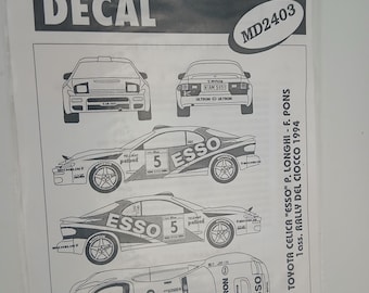 1:24 waterslide decals sheet for Toyota Celica Esso Rally del Ciocco 1994 winner Longhi/Pons Meri MD2403