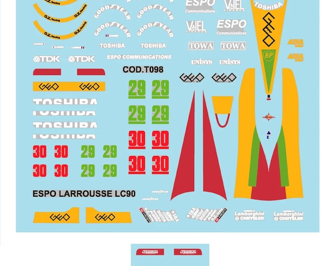 1:43 waterslide serigraphed decals Espo Lamborghini LC90 Japanese GP 1990 Suzuki/Bernard Tameo TMK135
