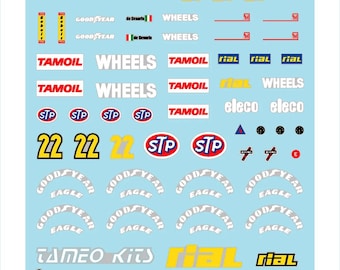1:43 waterslide serigraphed decals Rial Cosworth ARC01 S.Marino GP 1988 De Cesaris Tameo TMK077
