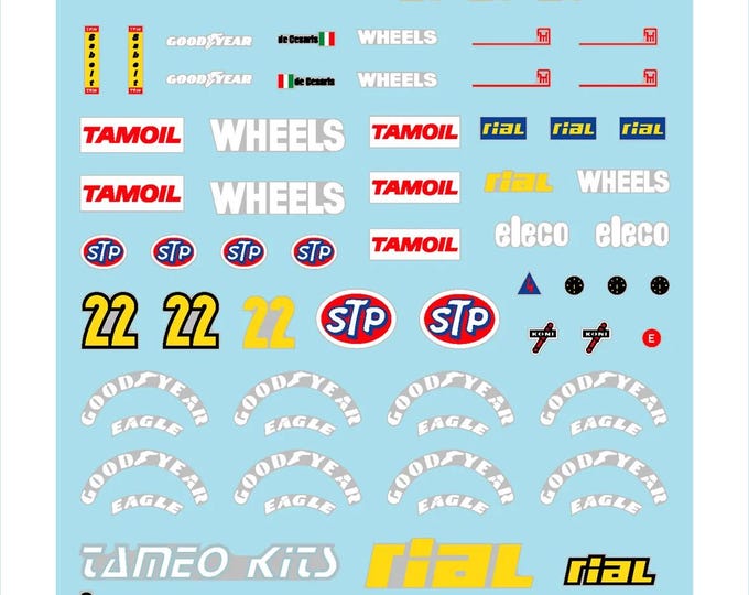 1:43 waterslide serigraphed decals Rial Cosworth ARC01 S.Marino GP 1988 De Cesaris Tameo TMK077
