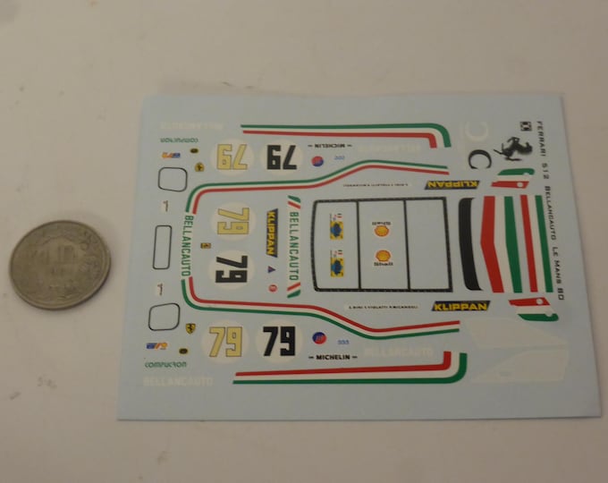 1:43 waterslide decals sheet Ferrari 512BB Bellancauto Le Mans 1980 #79 Dini/Violati/Micangeli
