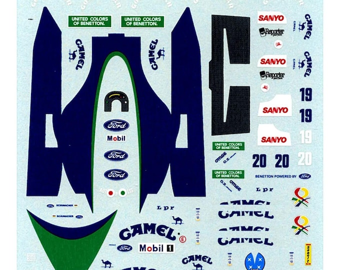 1:43 waterslide serigraphed decals Benetton B191B South African GP 1992 Schumacher/Brundle Tameo TMK155