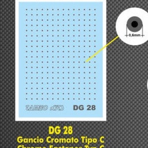 chromed decals sheet bonnet and bodywork panels fasteners Type C for 1:43 scale models Tameo DG28