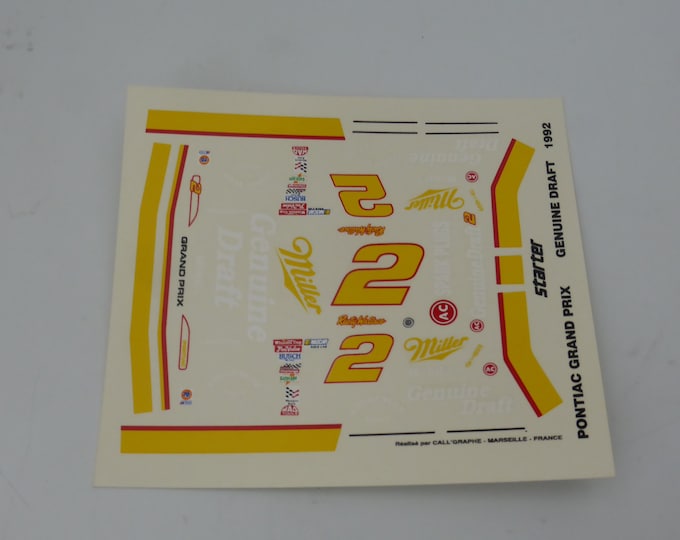 1:43 decals for Pontiac Grand Prix Genuine Draft N ASCAR 1992 Rusty Wallace Starter production