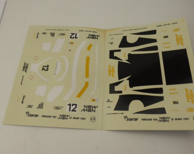 1:43 decals for Porsche 956 GrC Joest New Man Le Mans 1983 #12 Schickentanz/De Narvaez/Wollek/Merl Starter production