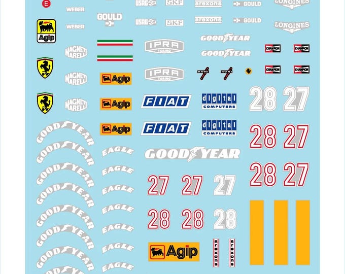 1:43 waterslide serigraphed decals Ferrari 156/85B Italian GP 1985 Alboreto/Johansson Tameo TMK026