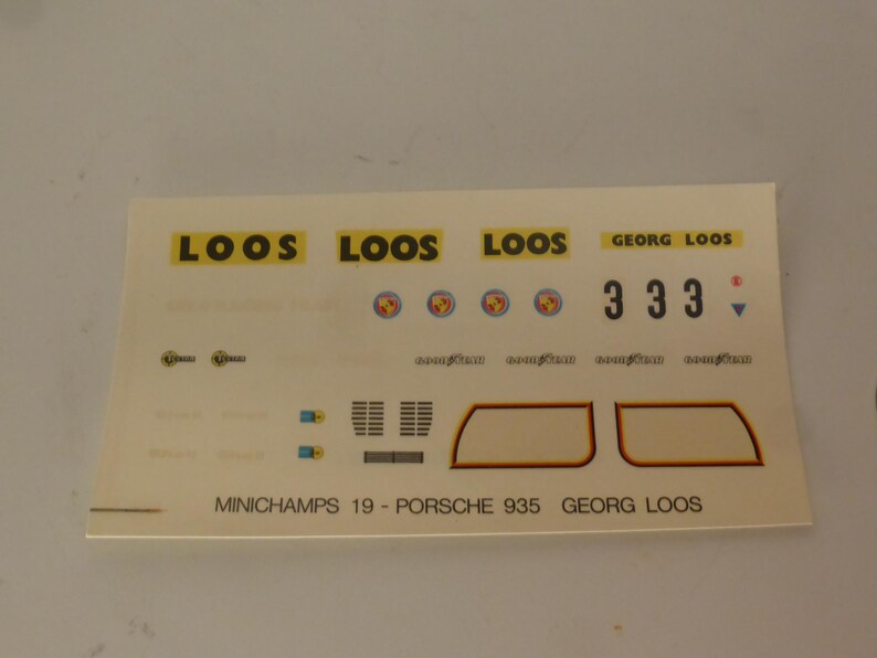 Poirsche Turbo Lettering 1:43 Waterslide Decals for Porsche 935 Turbo Georg Loos DRM 1977 #3 AMR ...