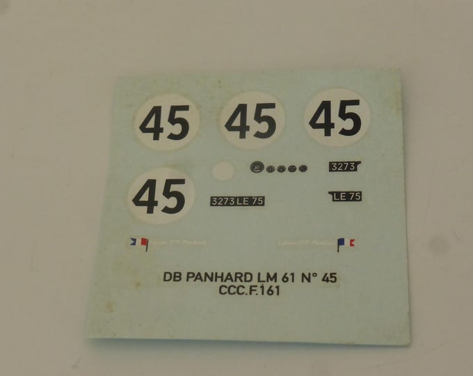 1:43 waterslide decals for DB Panhard HBR5 Le Mans 1961 #45 Moynet/Vidilles CCC Production