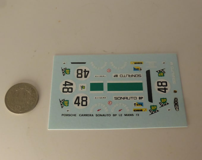 1:43 waterslide decals sheet Porsche 911 Carrera RS BP Sonauto Le Mans 1973 #48 Chasseuil/Gregg
