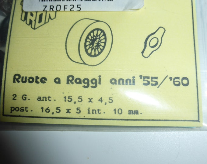 1:43 turned and photoetched wire wheels mm4.5-5 width (2-ears wheelspins) for cars of the 60s Ferrari Aston Martin Jaguar etc Tron TPF25