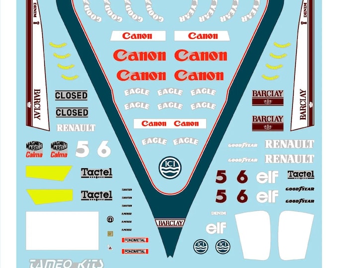 1:43 waterslide serigraphed decals Williams Renault FW12C S.Marino GP 1989 Patrese/Boutsen Tameo TMK094