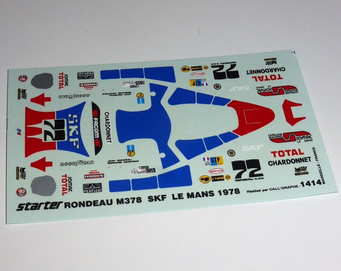 1:43 decals for Rondeau M378 SKF Le Mans 1978 #72 Rondeau/Darniche/Haran Starter
