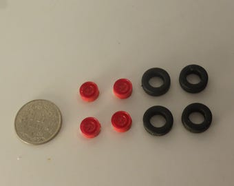 1:43 resin wheels button design for cars and vans of the 50-60s Peugeot etc (red) GMW030