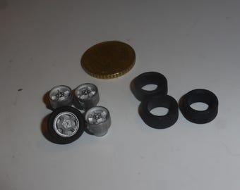 1:43 white metal 5-spokes wheels for modern GT cars Aston Martin Ginetta Porsche BMW etc GMW006