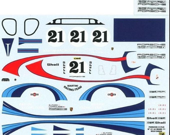 high quality 1:24 decals sheet Porsche 917LH Martini Le Mans 1971 Larrousse/Elford Le Mans Miniatures DCA124040