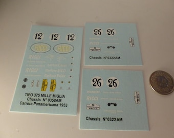 1:43 waterslide decals sheet Ferrari 340MM and 375MM Carrera Panamericana 1953 #12-26