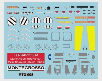 1:43 serigraphed decals Ferrari 512M Sunoco Penske Le Mans 1971 #11 Hobbs/Donohue Tameo MTG008