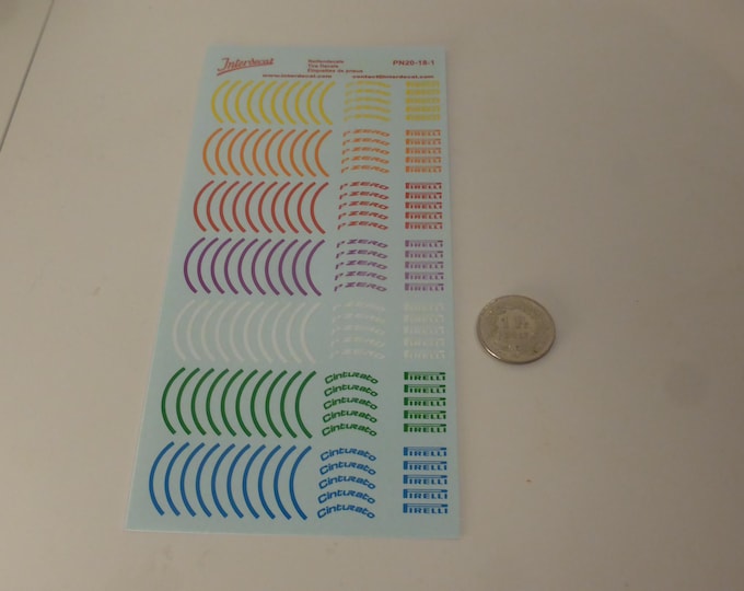 1:18 waterslide decals sheet tire scripts for contemporary F1 modelcars Interdecal PN20-18-1