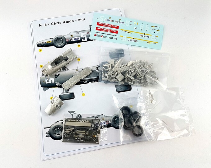 Ferrari 312 B Formula 1 British GP 1968 Chris Amon or Jacky Ickx TAMEO Kits SLK118 1:43 to paint and to assemble