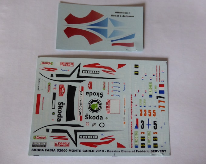 1:43 decals for Skoda Fabia Rally Monte Carlo 2010 #3/5/7 Kopecki, Hanninen or Vouilloz Provence Miniatures