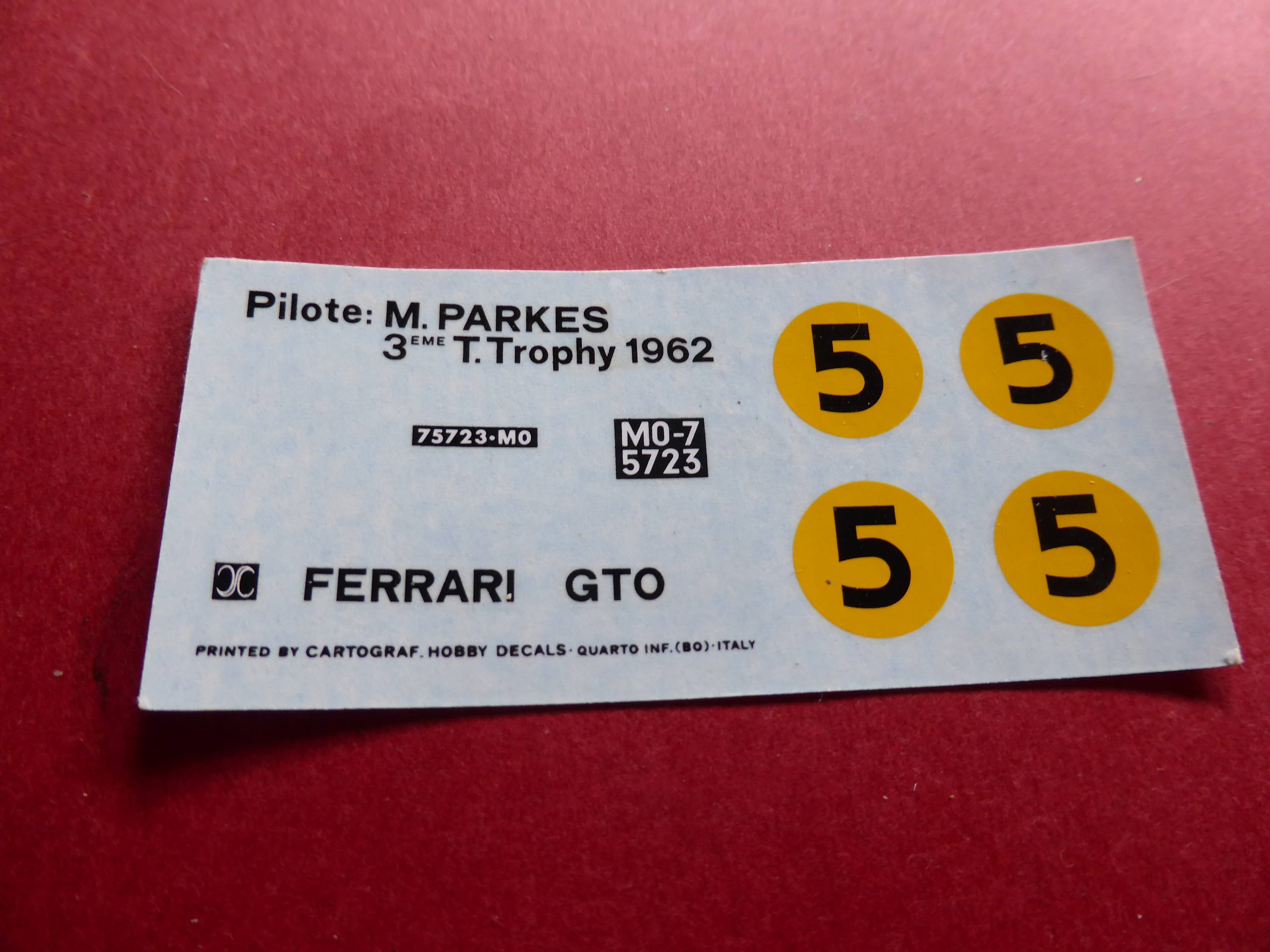 Decalcomanie Ferrari 250 GTO Tourist Trophy 1963 1:32 1:43 24 18