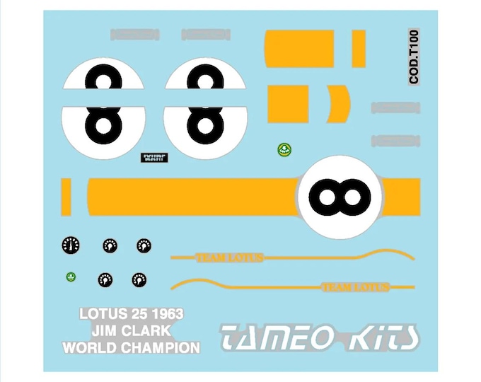 1:43 waterslide serigraphed decals Lotus Climax 25 Italian GP 1963 Clark Tameo WCT63