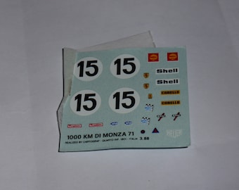 1:43 decals sheet for Ferrari 312 PB 1000km Monza 1971 #15 Tameo TMK146