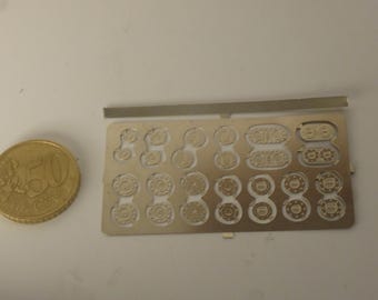 1:24 photoetched set tank filler caps for competition cars (many shapes)