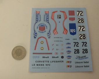 1:43 decals for Chevrolet Corvette Lifesaver Le Mans 1972 #28/72 AMR Cartograf