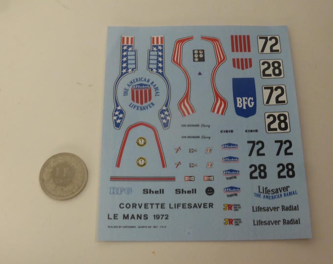 1:43 decals for Chevrolet Corvette Lifesaver Le Mans 1972 #28/72 AMR Cartograf