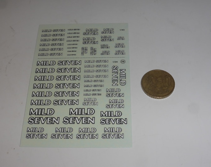 1/24 and 1/43 waterslide decals sheet Mild Seven for F.1 cars Virages TEM119