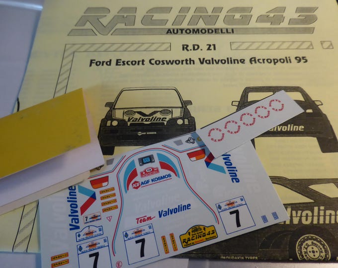 high quality 1:43 decals sheet for Ford Escort Cosworth RS Valvoline Rally Akropolis 1995 #7 RACING43 RD21