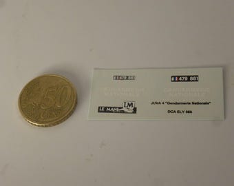 1:43 waterslide decals sheet Gendarmerie Nationale for Renault Juva 4 etc