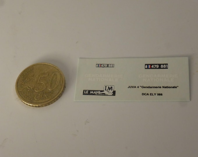 1:43 waterslide decals sheet Gendarmerie Nationale for Renault Juva 4 etc