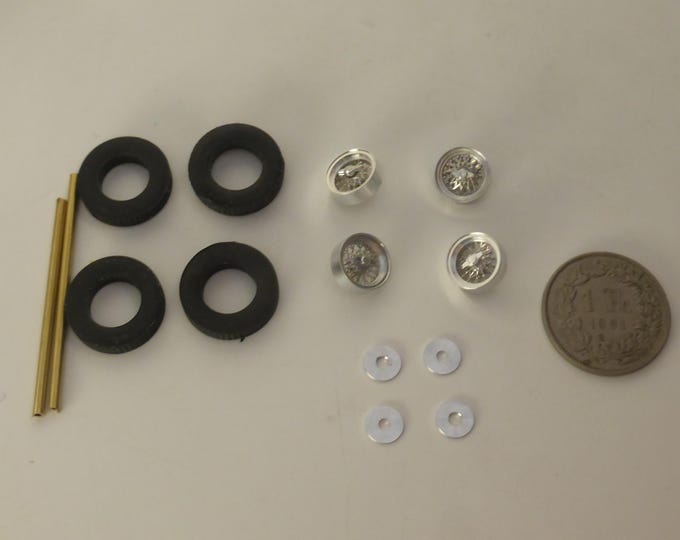 BBR 1:43 turned and photoetched wire wheels for racing and GT cars of the 50s-early 60s with 2 ears wheelspins GMW061