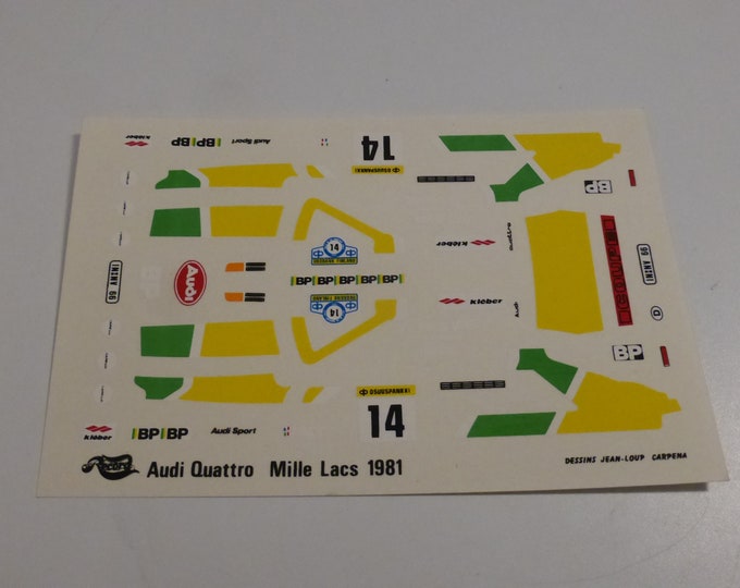 1:43 decals for Audi Quattro Rally 1000 Lakes 1981 #14 Mouton/Pons Record production