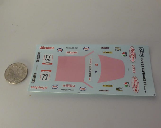 1:43 waterslide decals for Peugeot 304 Gr2 Aseptogyl Cevennes 1977 #73