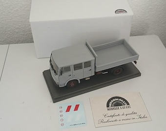OM Fiat 55 (series 50) 2-axles triple cabin truck light grey special Handbuilt model by Nonomologati 1:43