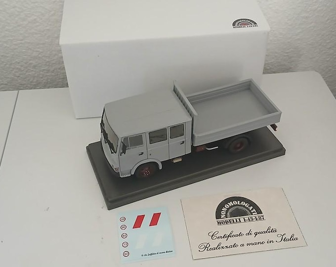 OM Fiat 55 (series 50) 2-axles triple cabin truck light grey special Handbuilt model by Nonomologati 1:43