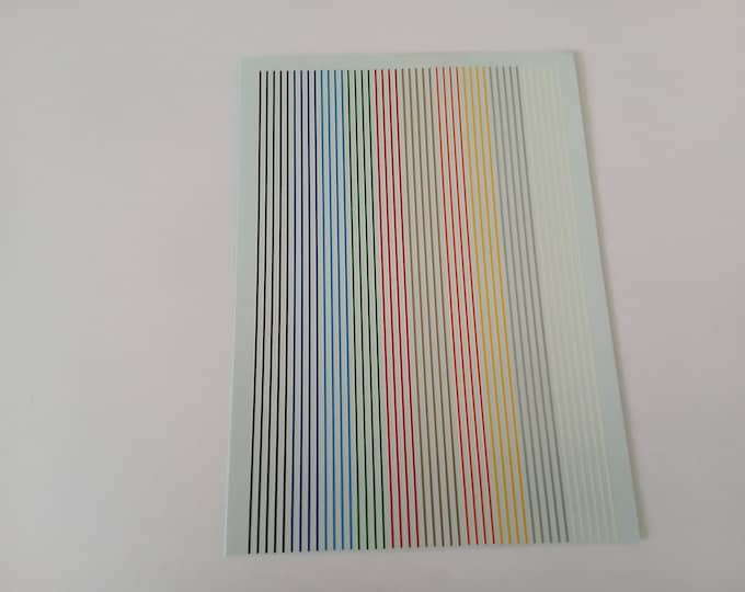 Waterslide decals sheet with gloss multicolour filets (mm 0.5 wide) Interdecal production