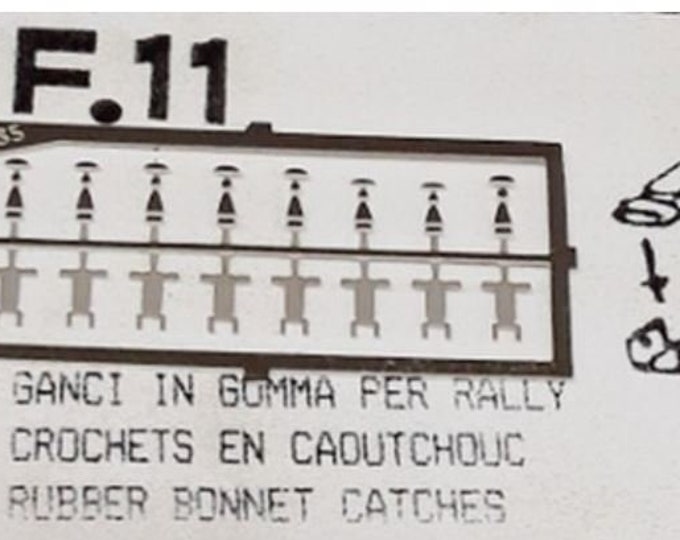 Photoetched rubber bonnet catches for sports and racing cars of the 60-70s (pack of 8) 1:43 scale Tron TF11