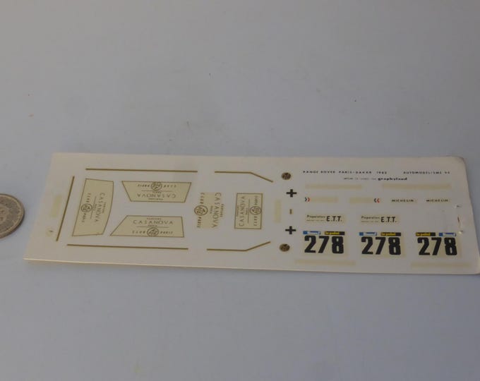 1:43 decals for Range Rover Paris-Dakar 1982 Lartigue/Destaillats #278 Graphyland for Automodélisme94