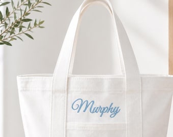 Embroidered White Canvas Mini Tote Bag – Personalized Custom Everyday Carryall