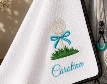 Personalized Women’s Golf Towel with Name, Custom Embroidered Golf Gift